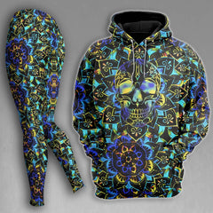 Skull Sugar Madala Pattern Gothic Combo Hoodie and Leggings - Wonder Skull