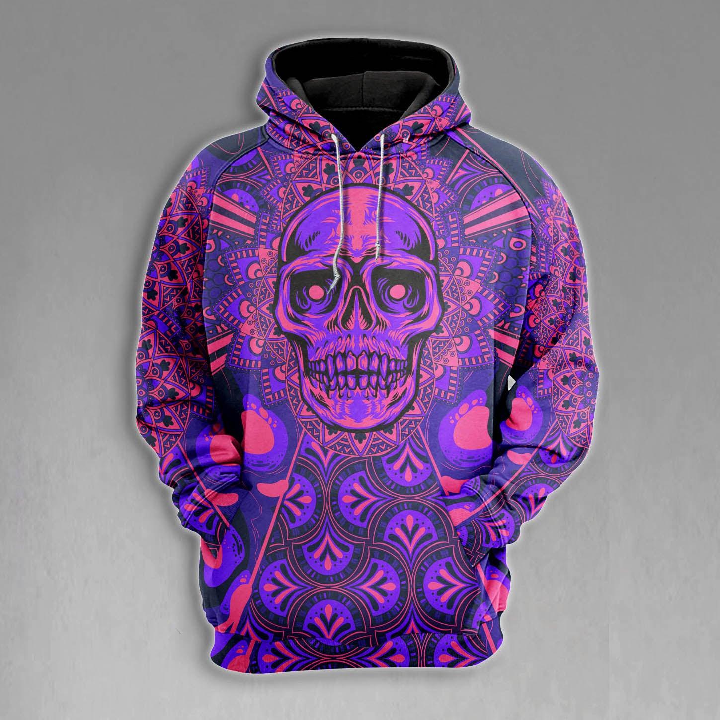 Skull Sugar Purple Pattern Gothic Combo Hoodie and Leggings - Wonder Skull