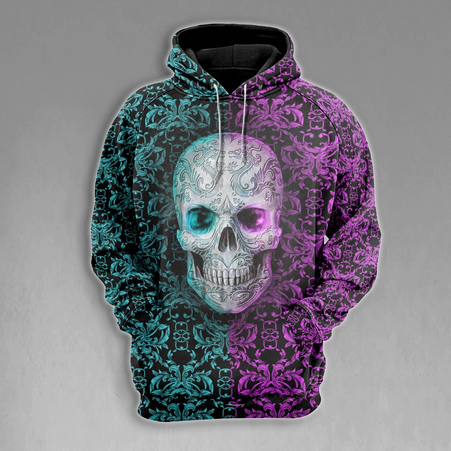 Skull Sugar Pattern Gothic Combo Hoodie and Leggings - Wonder Skull