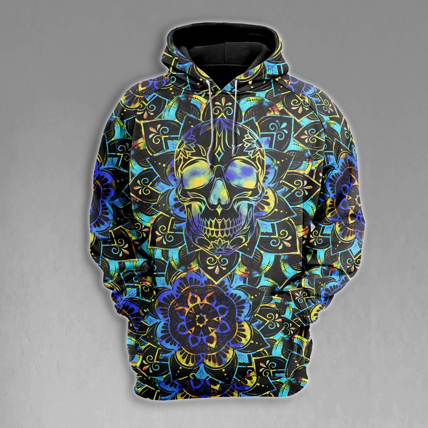 Skull Sugar Madala Pattern Gothic Combo Hoodie and Leggings - Wonder Skull
