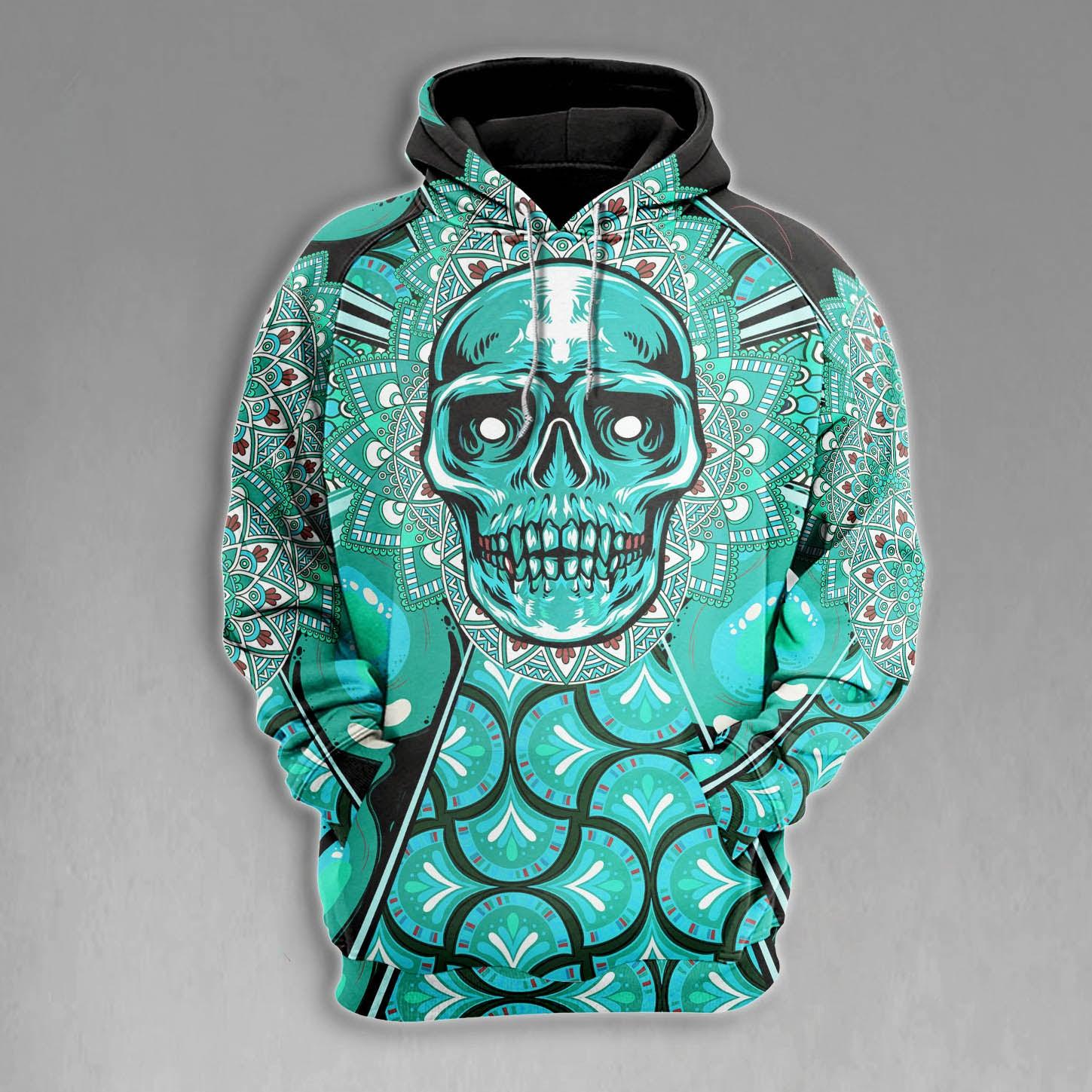 Sugar Skull Cyan Gothic Combo Hoodie and Leggings - Wonder Skull