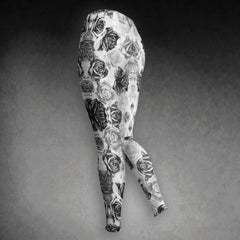 Skull Rose Pattern Gothic Combo Hoodie and Leggings - Wonder Skull