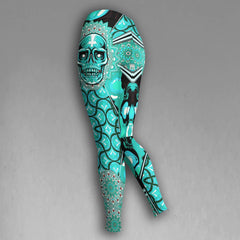 Sugar Skull Cyan Gothic Combo Hoodie and Leggings - Wonder Skull