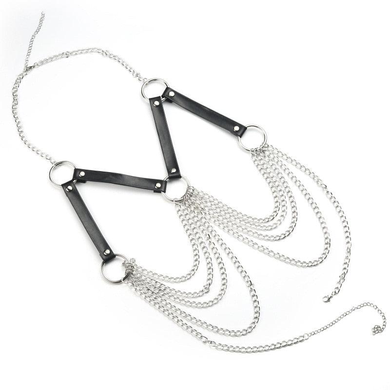 Punk Rock Chain Top, Sexy Body Harness Leather Belt For Women - Wonder Skull
