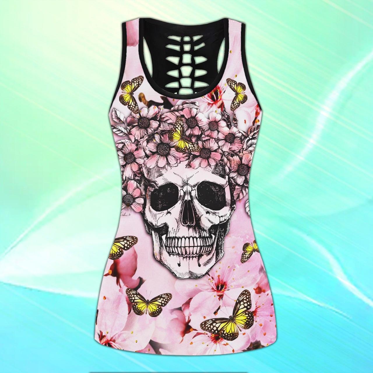 Hot Skull Butterfly Tanktops And Leggings Set - Wonder Skull