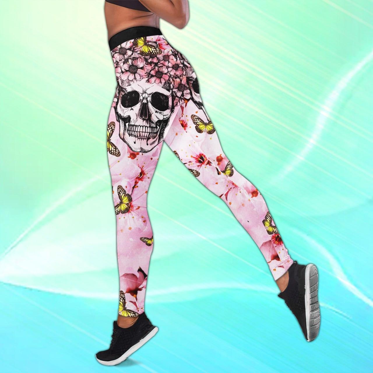 Hot Skull Butterfly Tanktops And Leggings Set - Wonder Skull