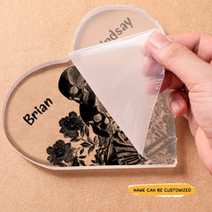 Hug You Forever - Customized Skull Couple Crystal Heart Anniversary Gifts - Wonder Skull