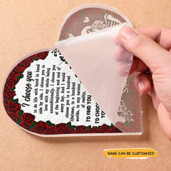 I Choose You - Customized Skull Couple Crystal Heart Anniversary Gifts - Wonder Skull