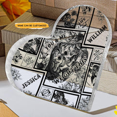 I'm Yours - Customized Skull Couple Crystal Heart Anniversary Gifts - Wonder Skull