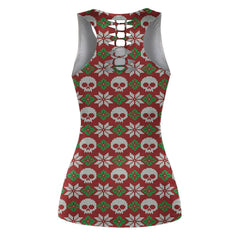 Knitted Skull Leggings And Hollow Tank Top Set For Women - Wonder Skull