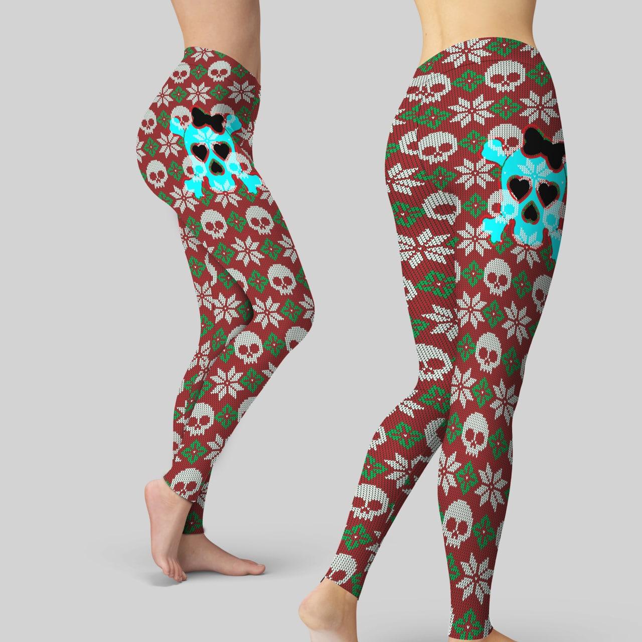 Knitted Skull Leggings And Hollow Tank Top Set For Women - Wonder Skull