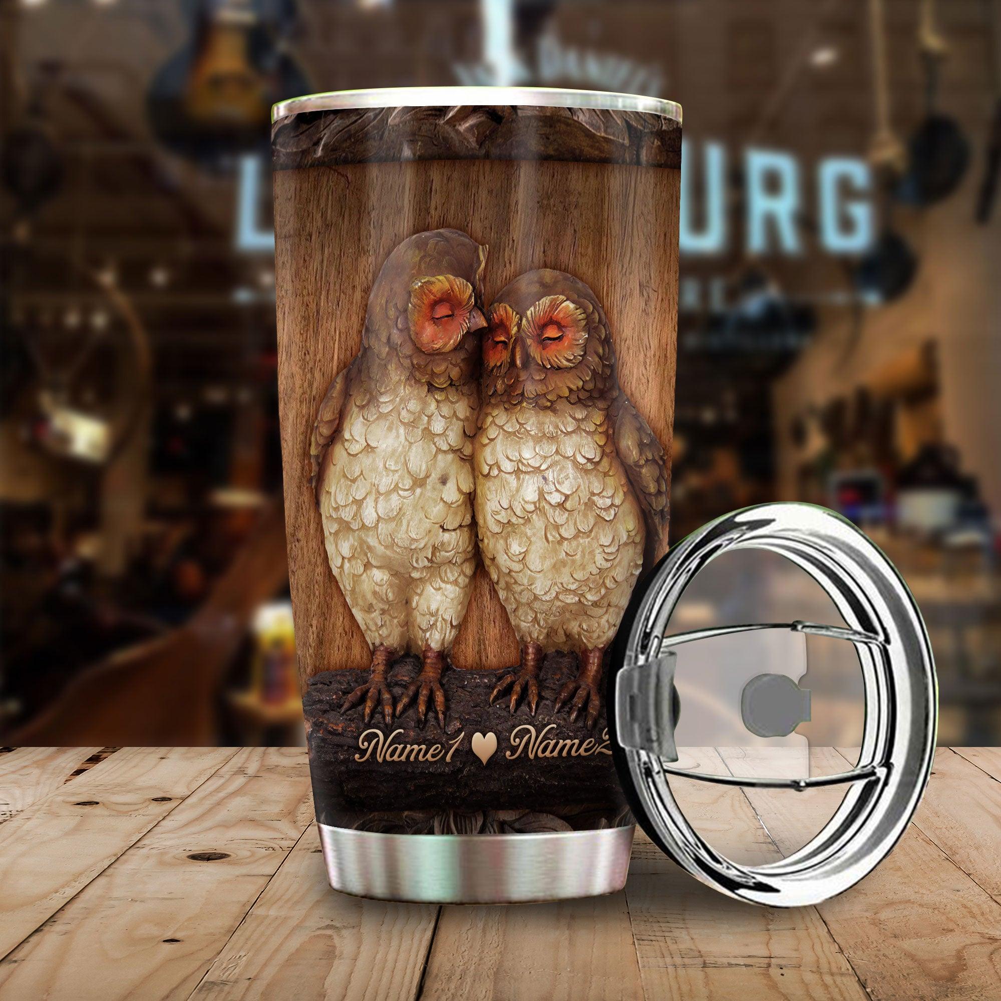 God Blessd - Couple Owls Romantic Personalized Tumbler - Wonder Skull