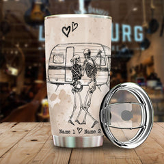 Baby Let Go Camping- Gothic Couple Skeleton Personalized Tumbler - Wonder Skull