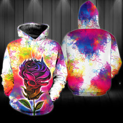 Rose Skull Gothic Colorful Artwork Combo Hoodie and Leggings - Wonder Skull