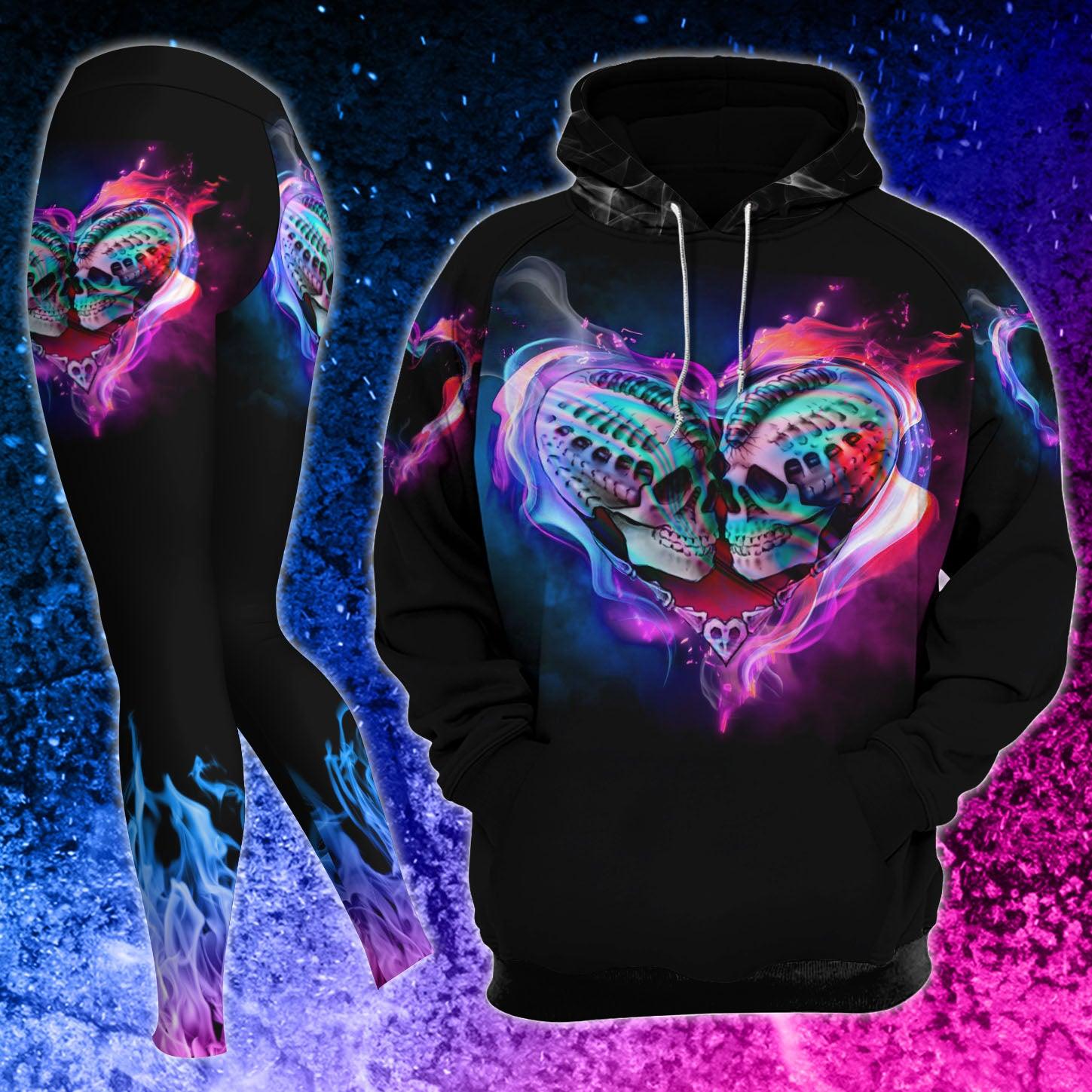 Skull Couple Heart Combo Hoodie and Leggings - Wonder Skull