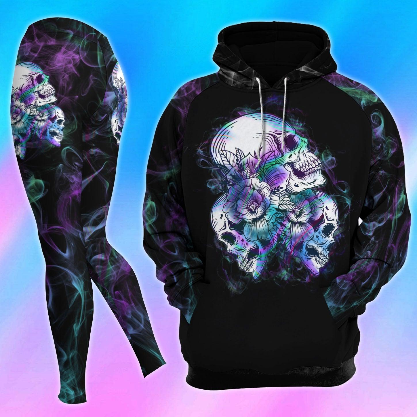Hologram Skull IDK IDC Combo Hoodie and Leggings - Wonder Skull