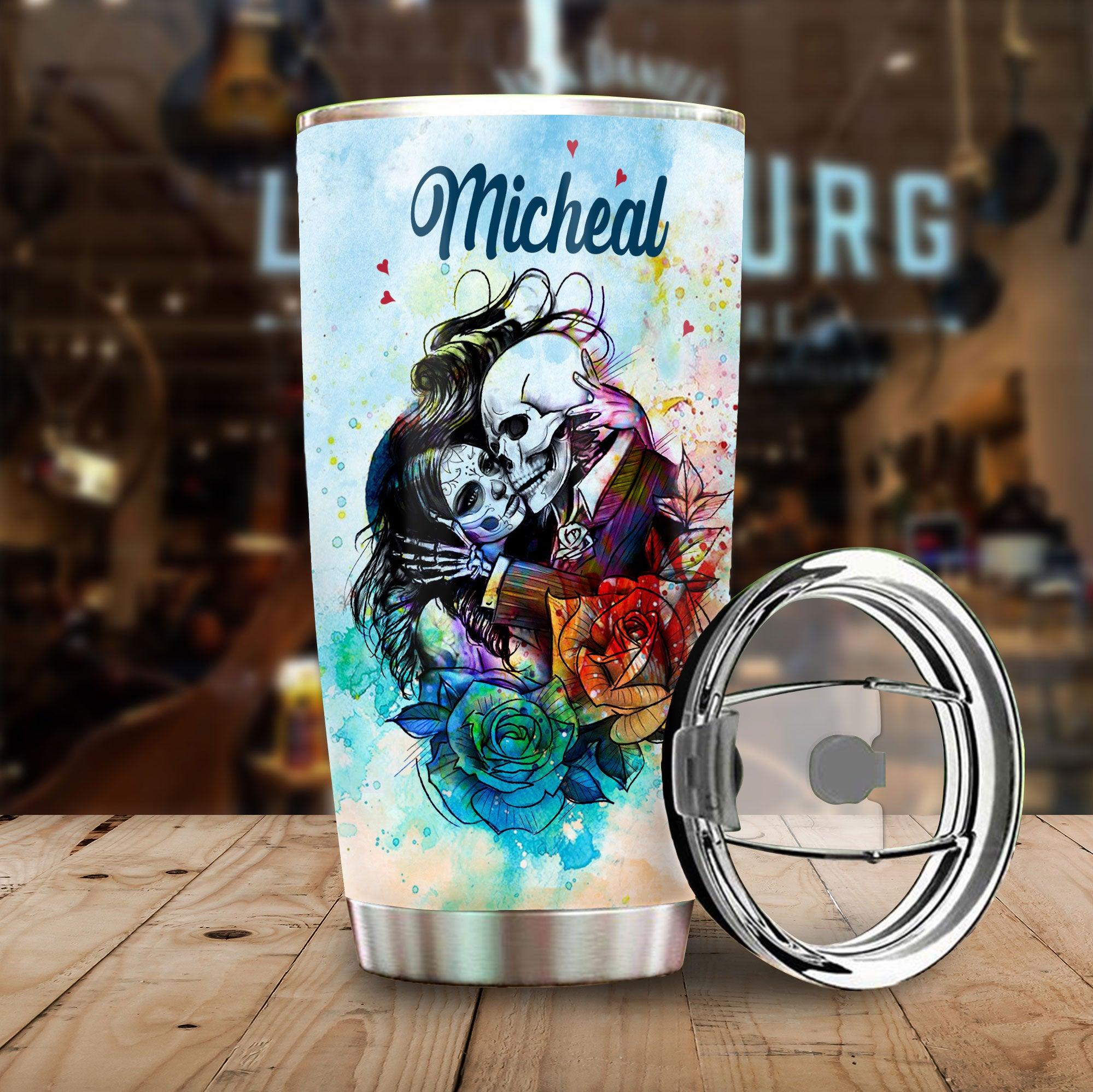 To My Husband-Couple Skeleton Romantic Personalized Tumbler - Wonder Skull