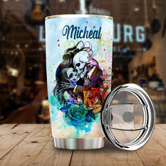To My Husband-Couple Skeleton Romantic Personalized Tumbler - Wonder Skull