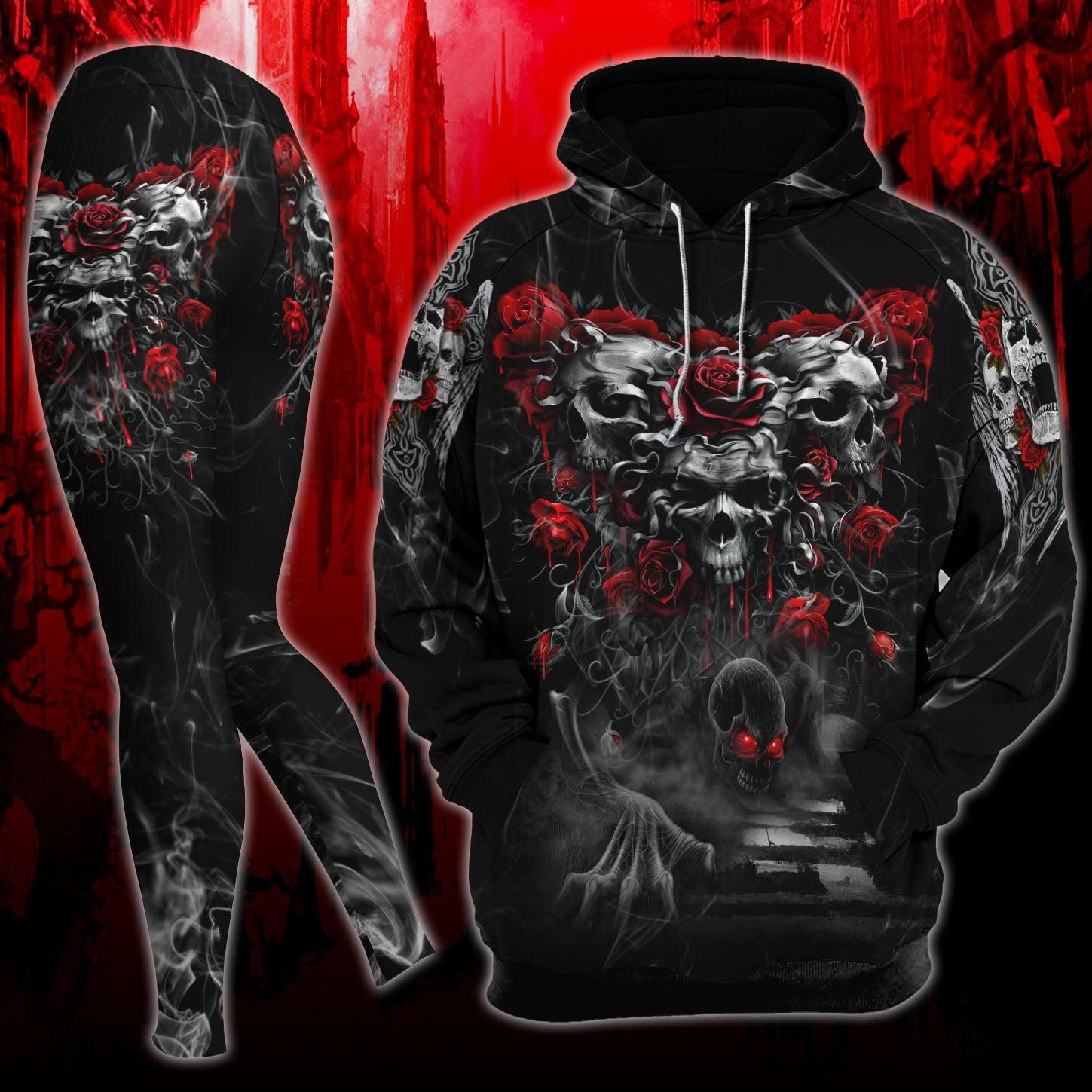 Skull Death Rose Combo Hoodie and Leggings - Wonder Skull