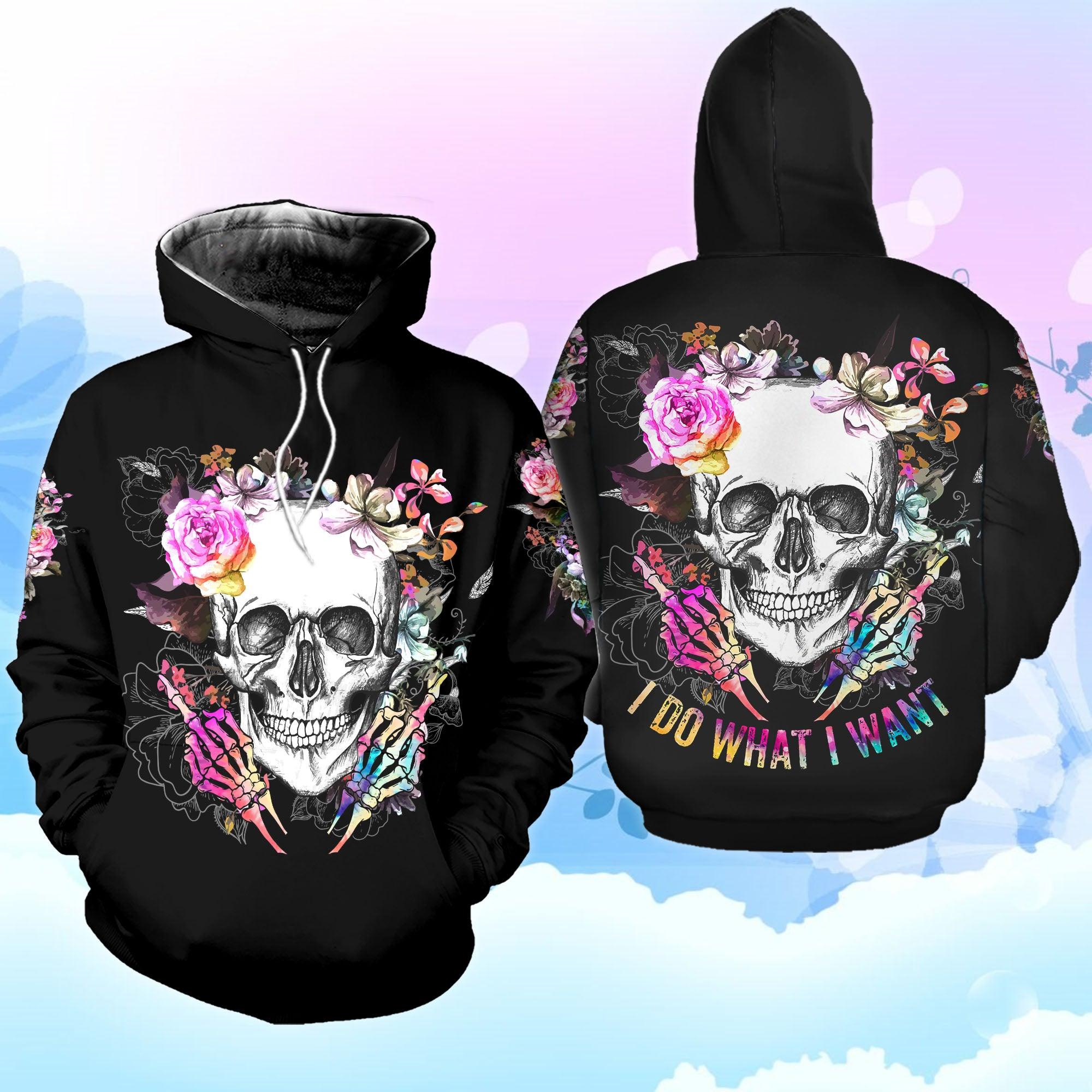 Skull Flower Rose Combo Hoodie and Leggings - Wonder Skull