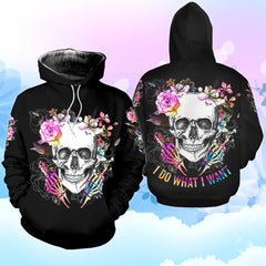 Skull Flower Rose Combo Hoodie and Leggings - Wonder Skull