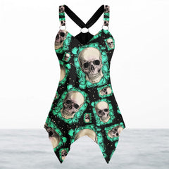 Pattern Skull Gothic Women's Racing Tank Top With Irregular - Wonder Skull