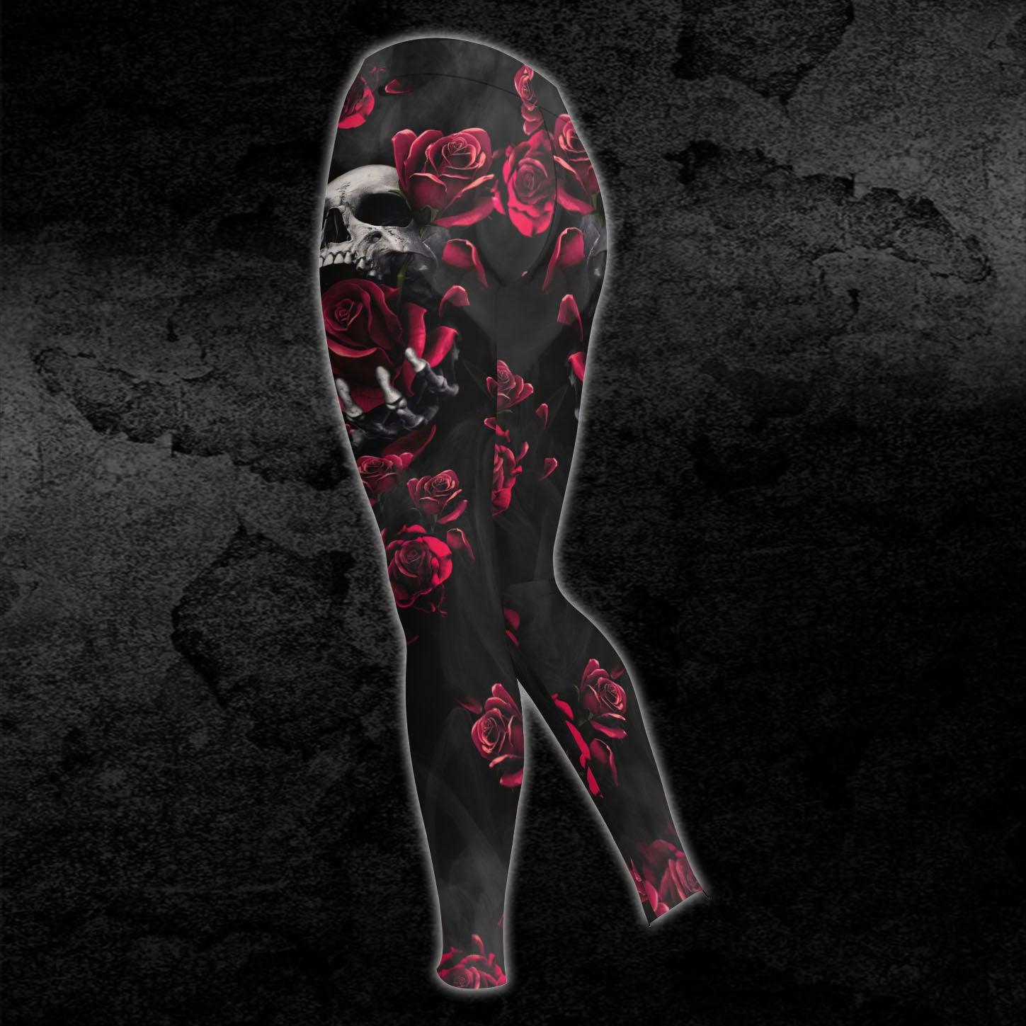 Skull Rose Pattern Red Combo Hoodie and Leggings - Wonder Skull