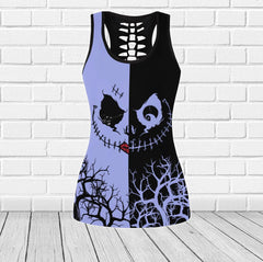 Nightmare Half Purple Half Black Christmas Tanktop and Leggings - Wonder Skull