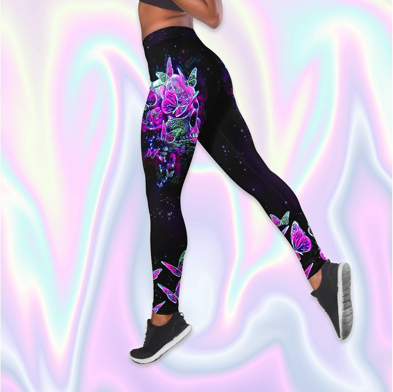 Butterfly Purple Skull Tanktop and Leggings - Wonder Skull