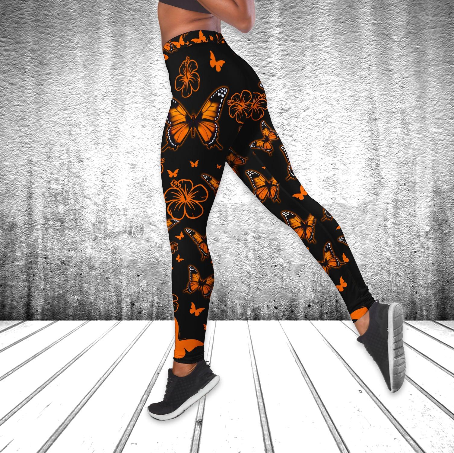 Butterfly Orange Skull Tanktop and Leggings - Wonder Skull