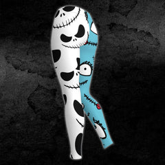 Nightmare Half Blue Half White Christmas Combo Hoodie and Leggings - Wonder Skull