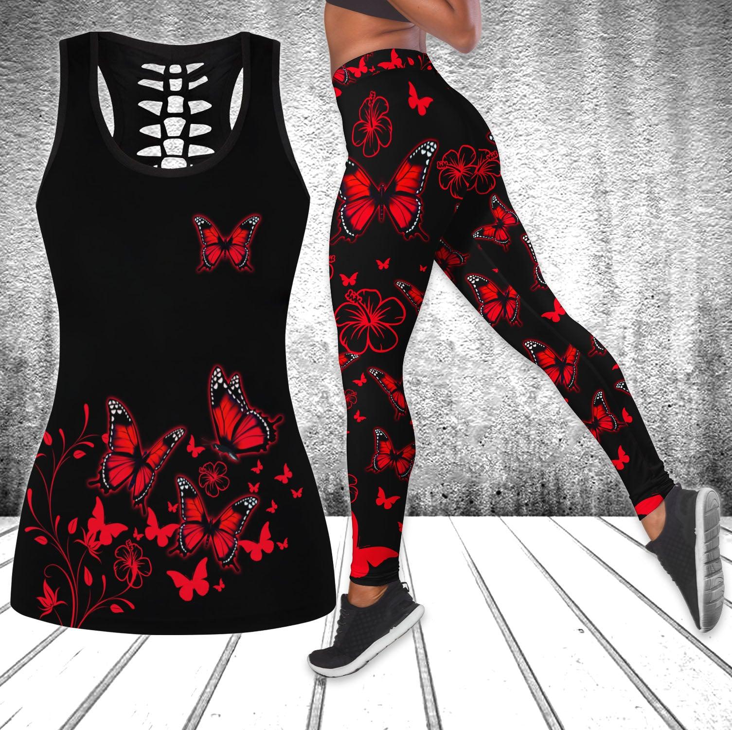 Butterfly Red Skull Tanktop and Leggings - Wonder Skull
