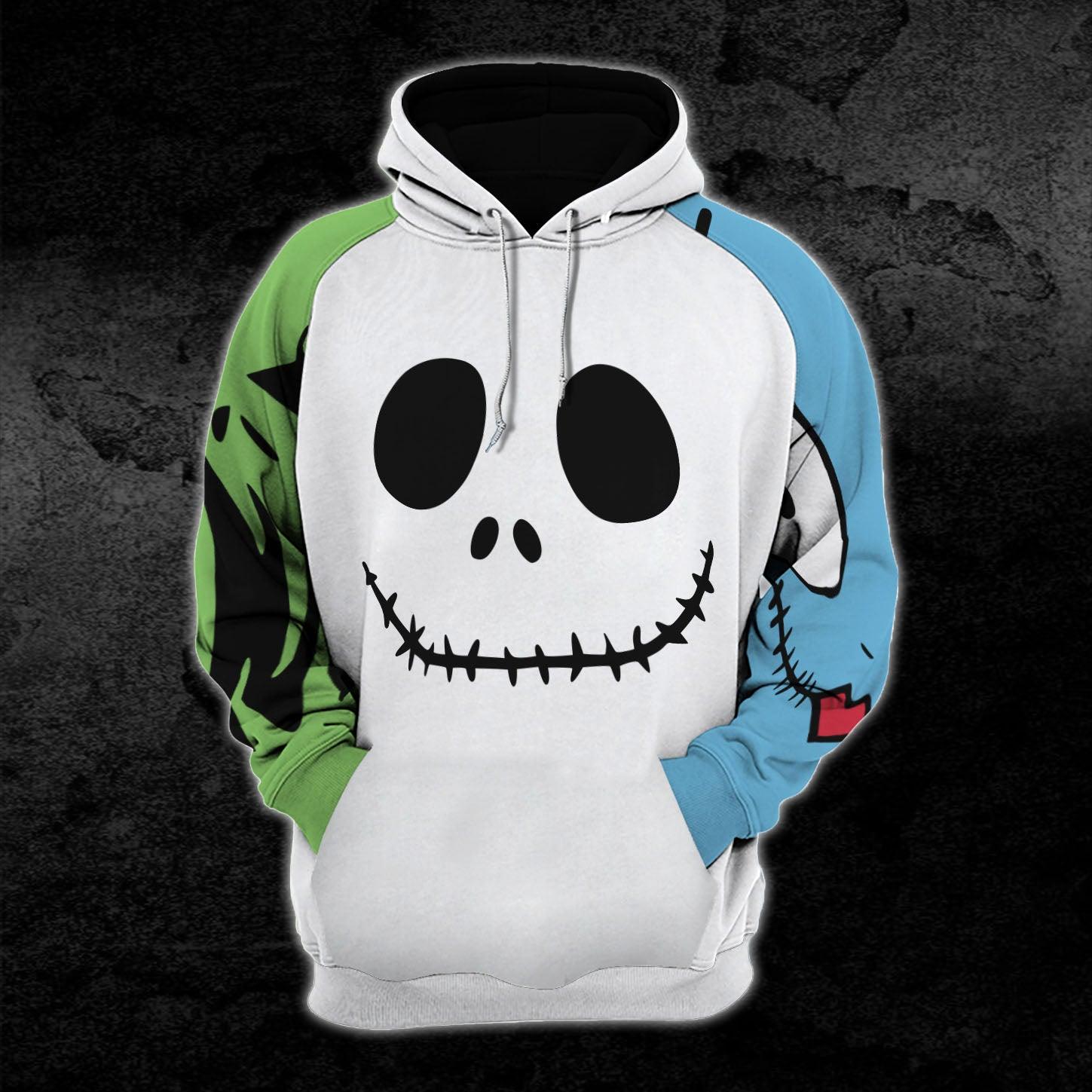 Christmas Half Blue Half Green Nightmare Combo Hoodie and Leggings - Wonder Skull