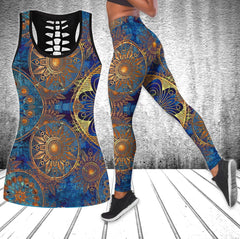 Blue Mandala Pattern Tanktop and Leggings - Wonder Skull