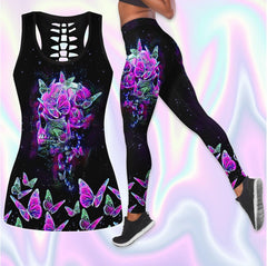 Butterfly Purple Skull Tanktop and Leggings - Wonder Skull