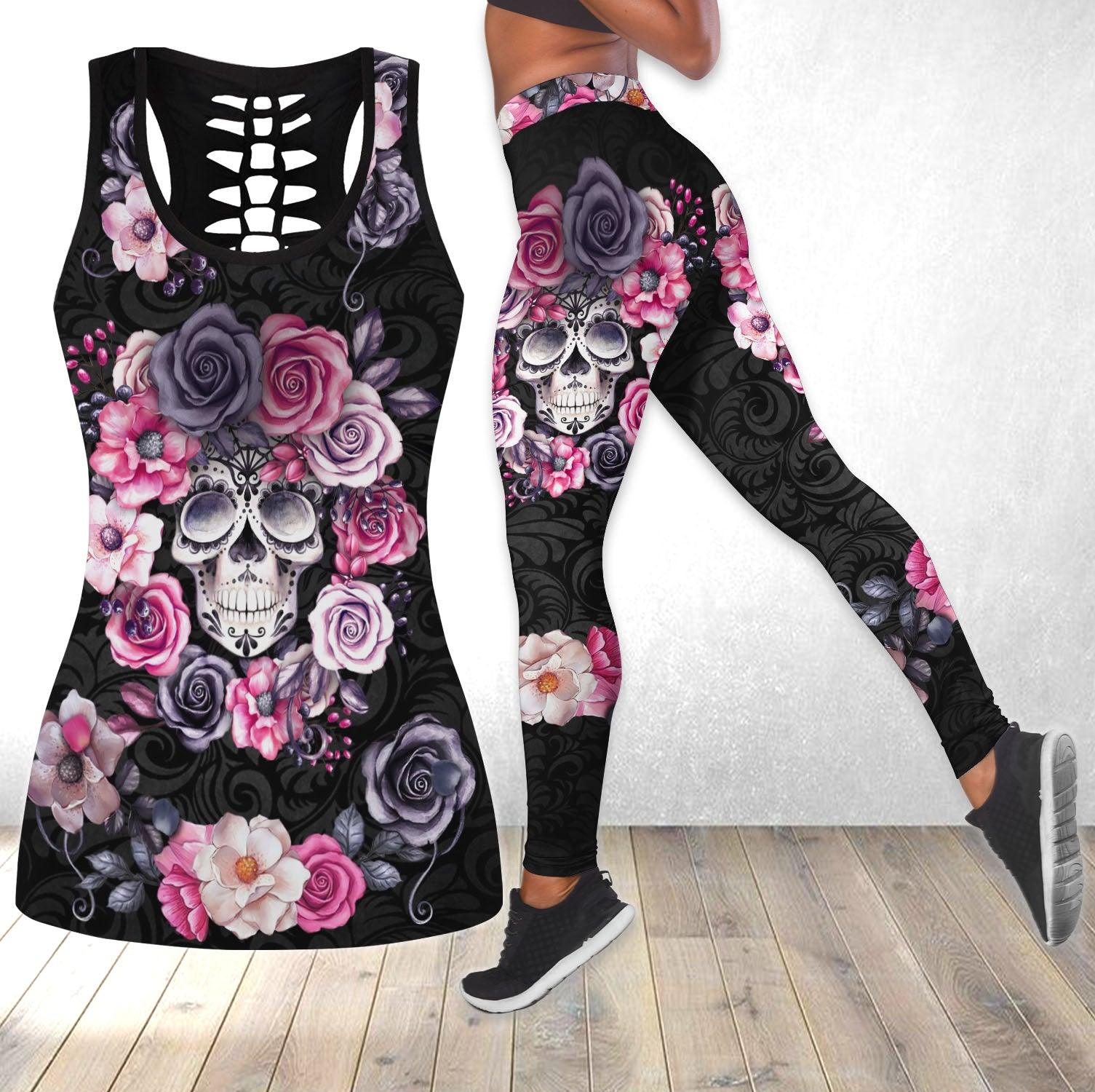 Flower Sugar Skull Tanktop and Leggings - Wonder Skull
