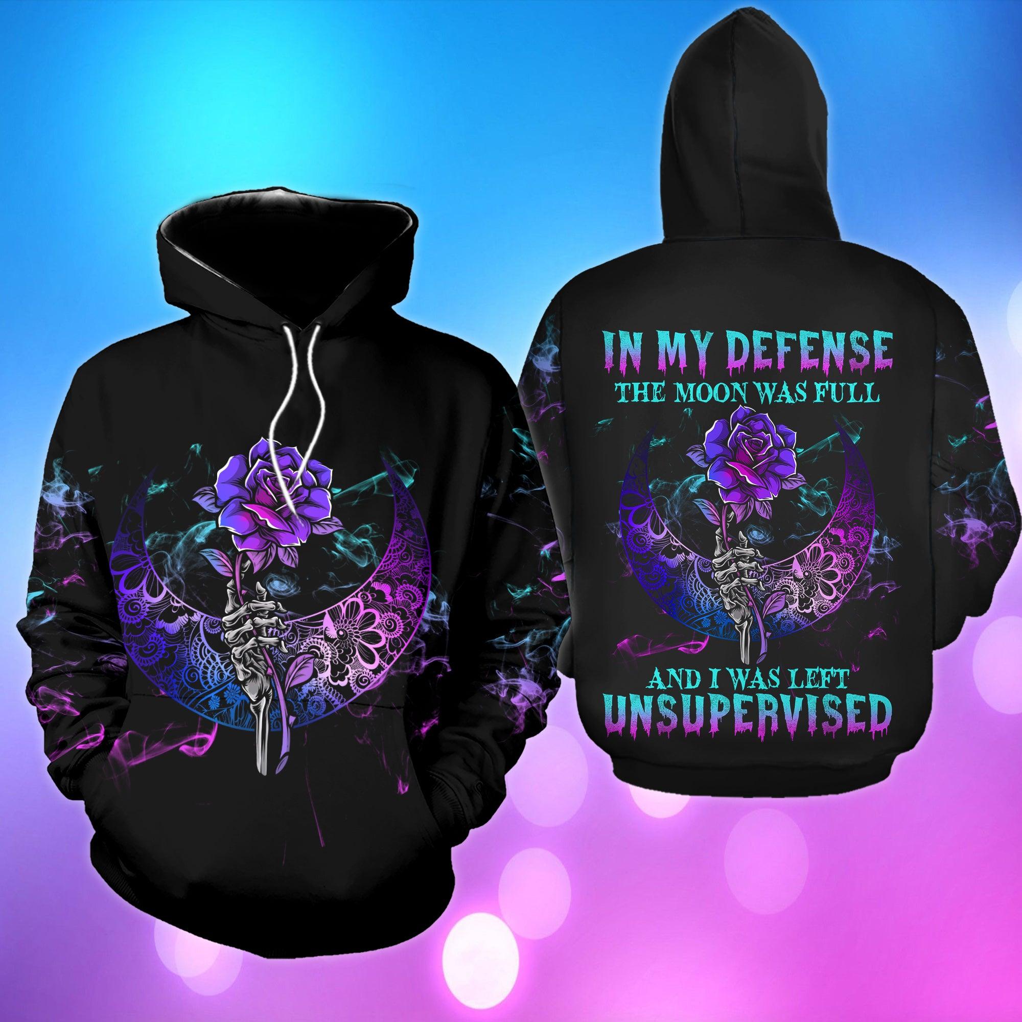 In My Defense The Moon Was Full Funny Hoodie For Women - Wonder Skull