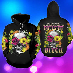 Skull The Good Girl Sugar Skull Funny Hoodie For Women - Wonder Skull