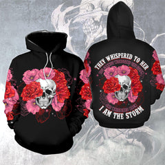 Skull Flower They Whispered To Her Funny Hoodie For Women - Wonder Skull