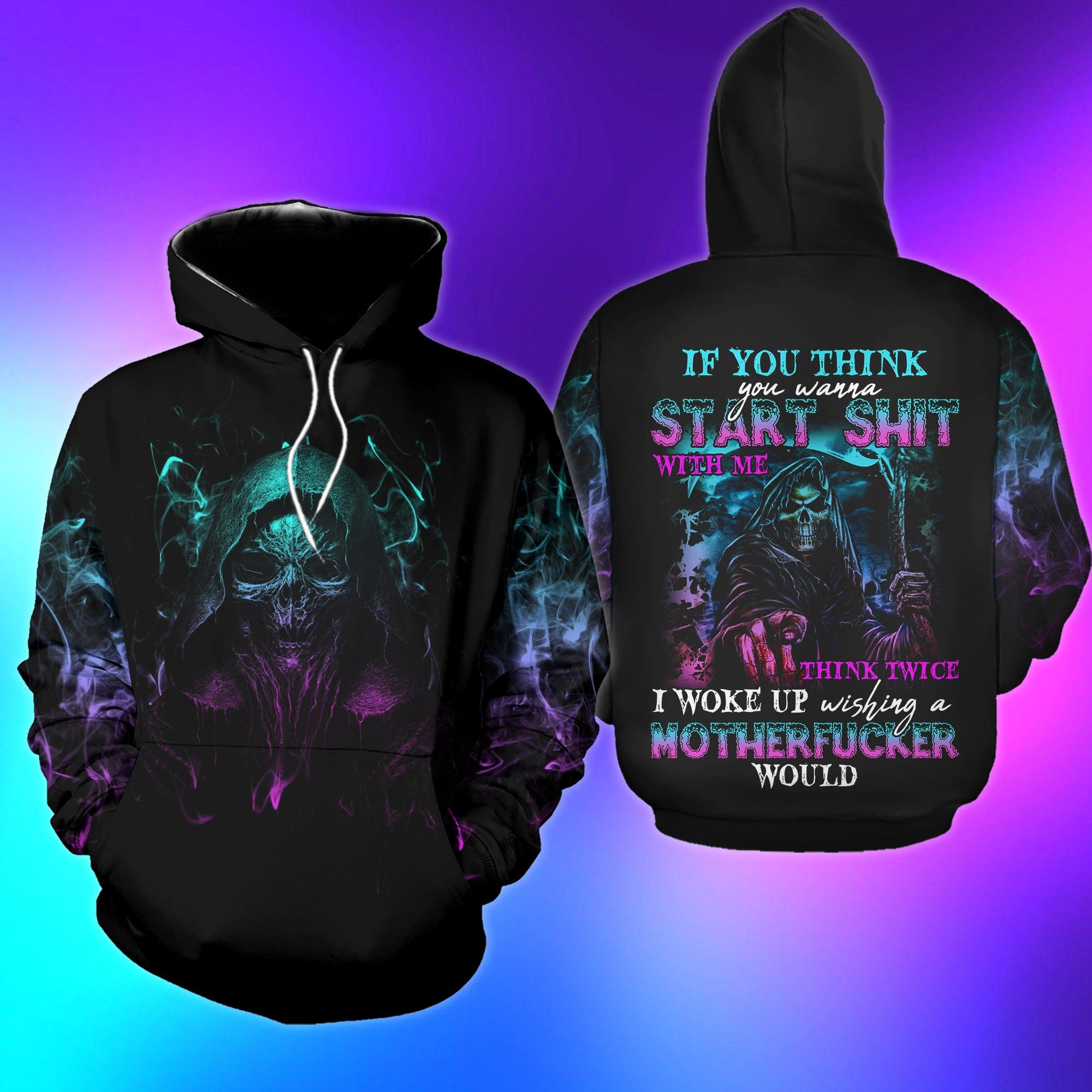 If You Think You Wanna Start Shit With Me Funny Hoodie For Women - Wonder Skull