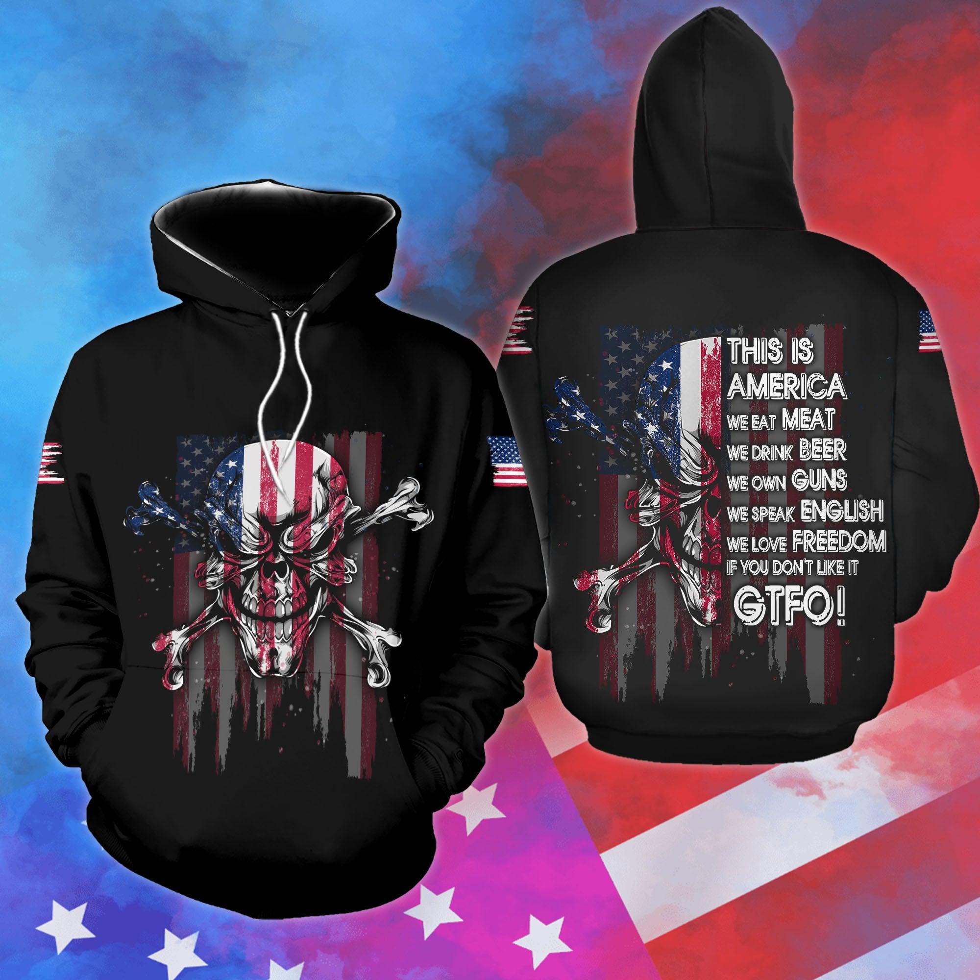 This Is America If You Don't Like It GIFO Funny Hoodie For Women - Wonder Skull