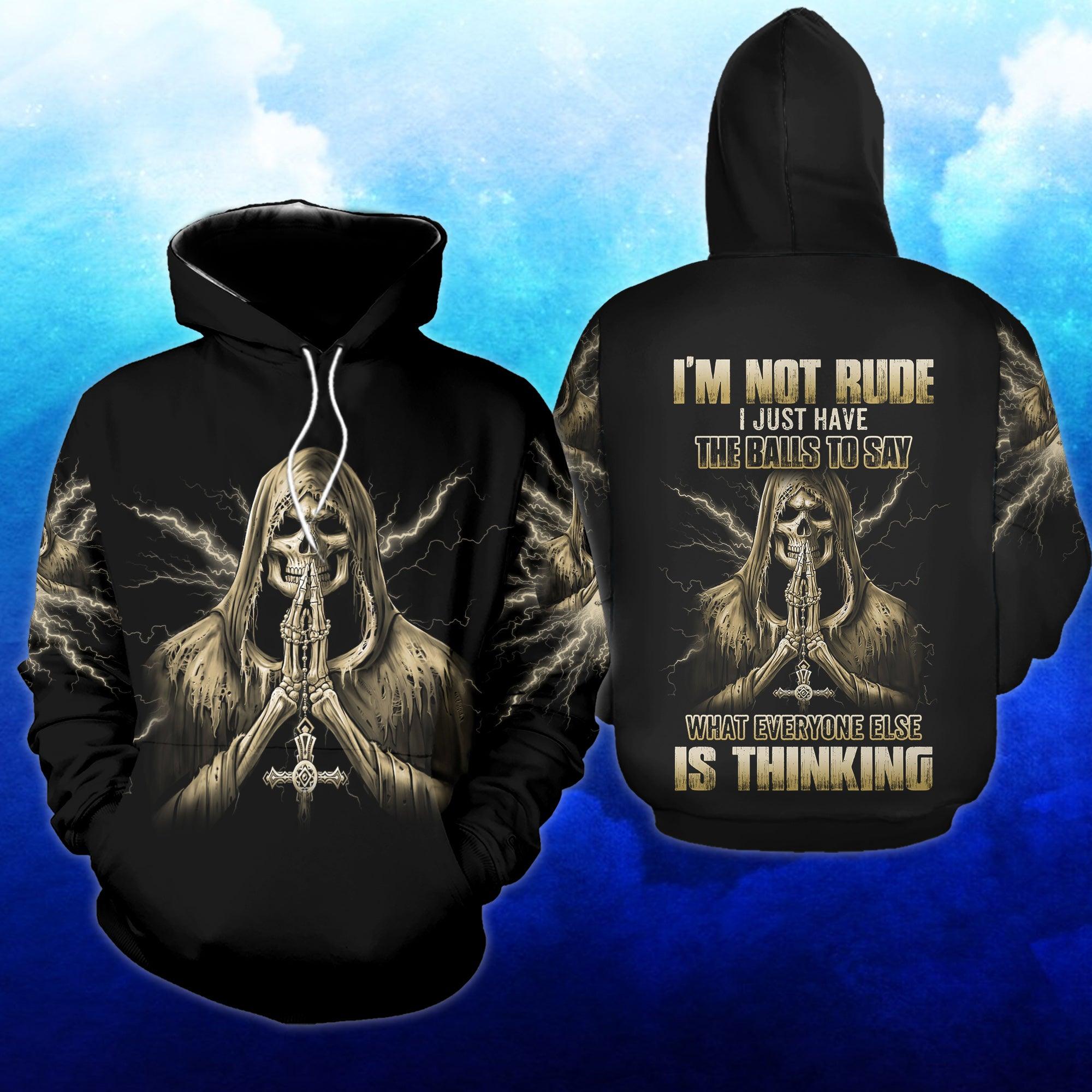 I'm Not Rude I Just Have The Balls To Say Funny Hoodie For Women - Wonder Skull