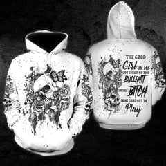 The Good Girl In Me Skull Flower Funny Hoodie For Women - Wonder Skull