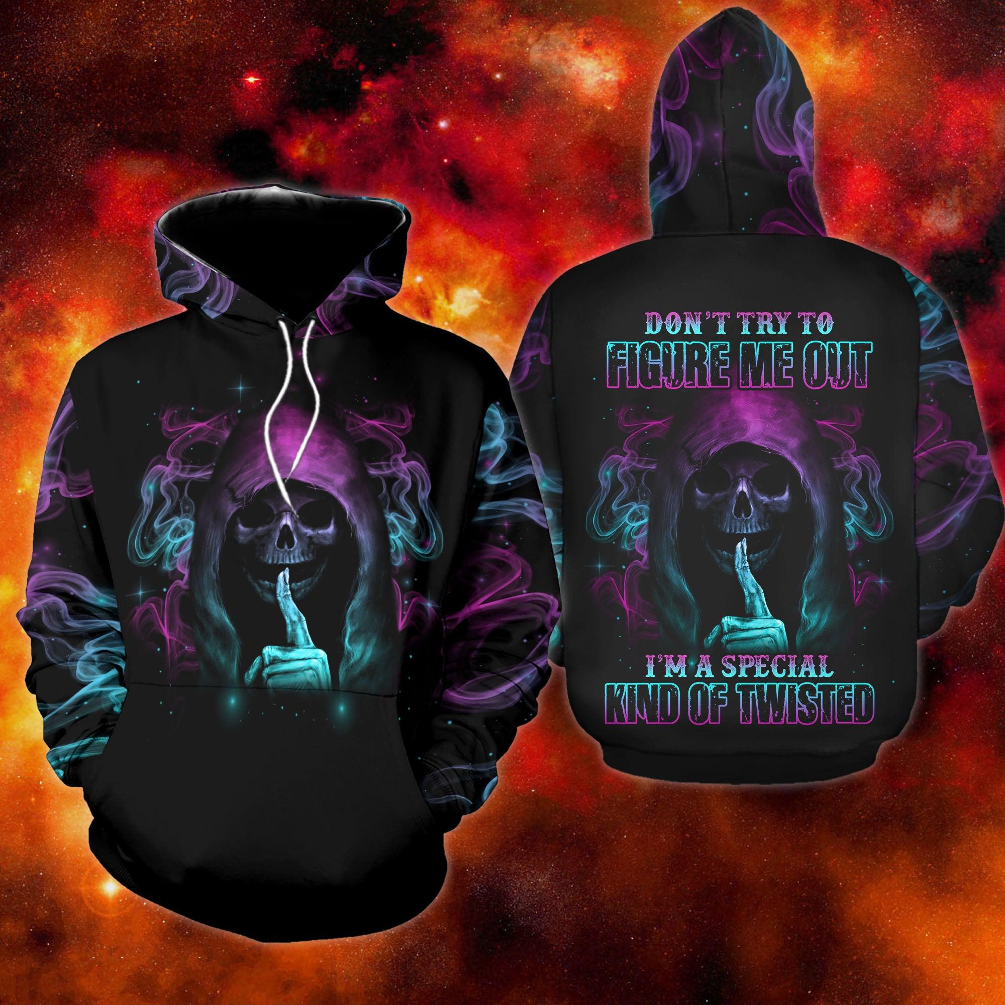 Skull Smoke Don't Try To Figure Me Out Funny Hoodie For Women - Wonder Skull