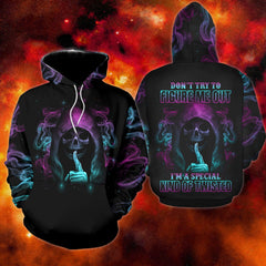 Skull Smoke Don't Try To Figure Me Out Funny Hoodie For Women - Wonder Skull