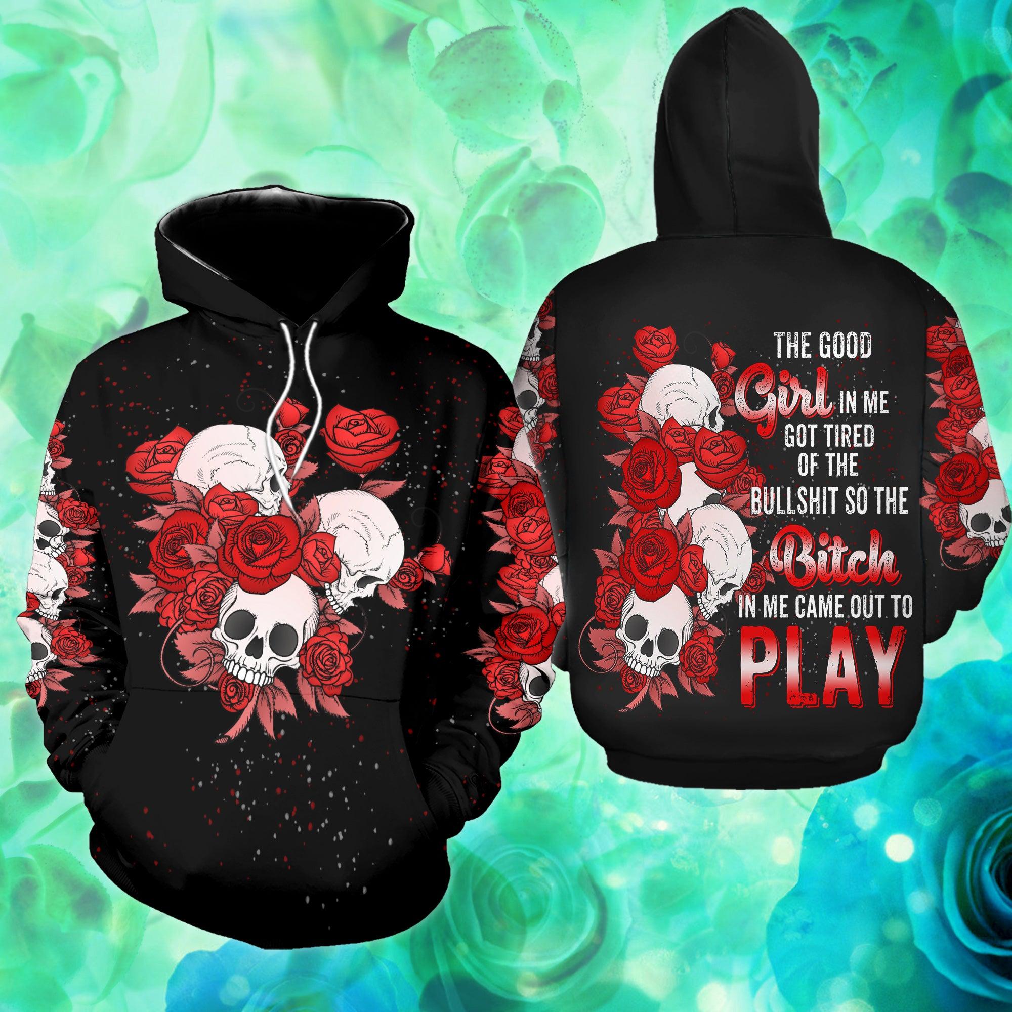 Red Skull The Good Girl In Me Funny Hoodie For Women - Wonder Skull