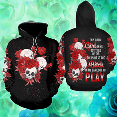 Red Skull The Good Girl In Me Funny Hoodie For Women - Wonder Skull