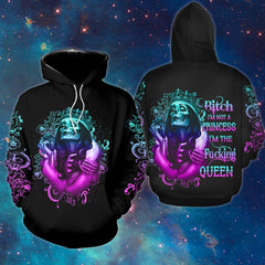 Bitch I'm Not A Princess I'm The Fucking Queen Funny Hoodie For Women - Wonder Skull