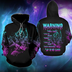 Warning Kinda Crazy Little Bit Mouthy Funny Hoodie For Women - Wonder Skull
