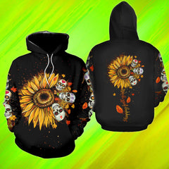 Happy Fall Y'all Skull Flower Funny Hoodie For Women - Wonder Skull